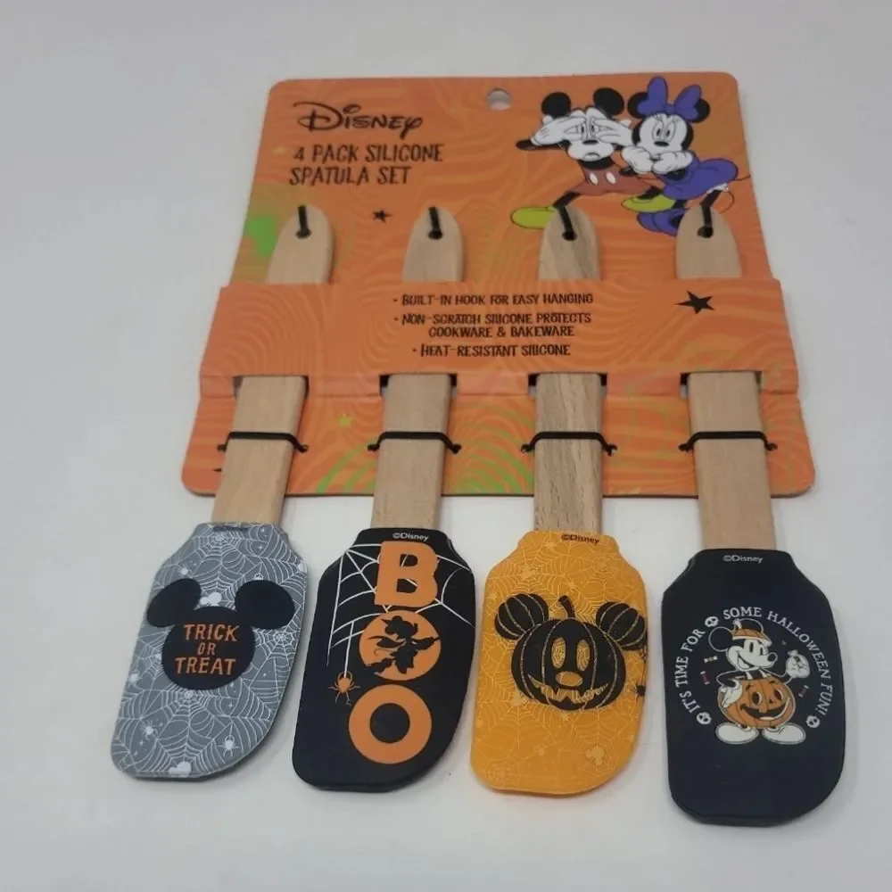 DISNEY MICKEY AND MINNIE MOUSE HALLOWEEN Mini Spatula 4 Piece Set NEW